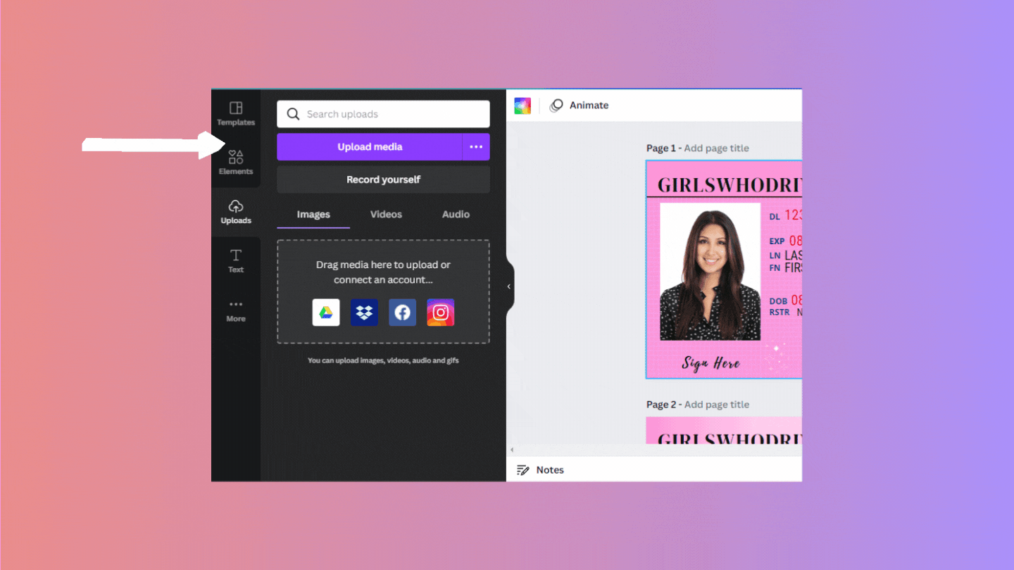 Click upload media