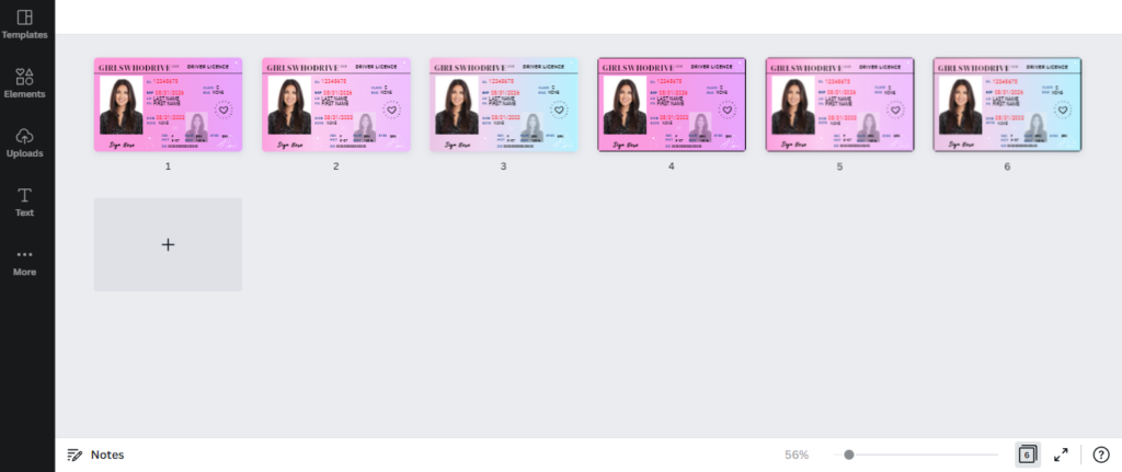 choose one of the 6 available driver's license template designs